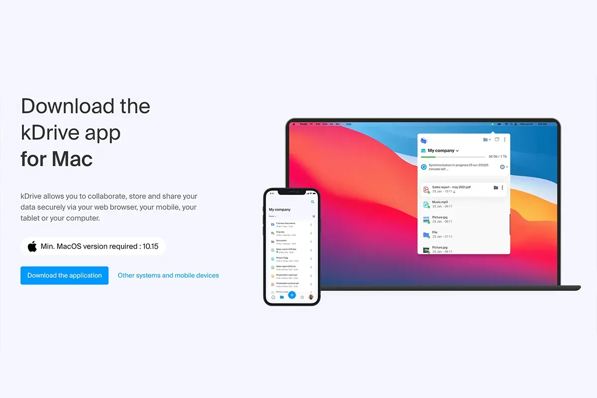 KDrive Aplicação para PC, MAC, iOS e Android