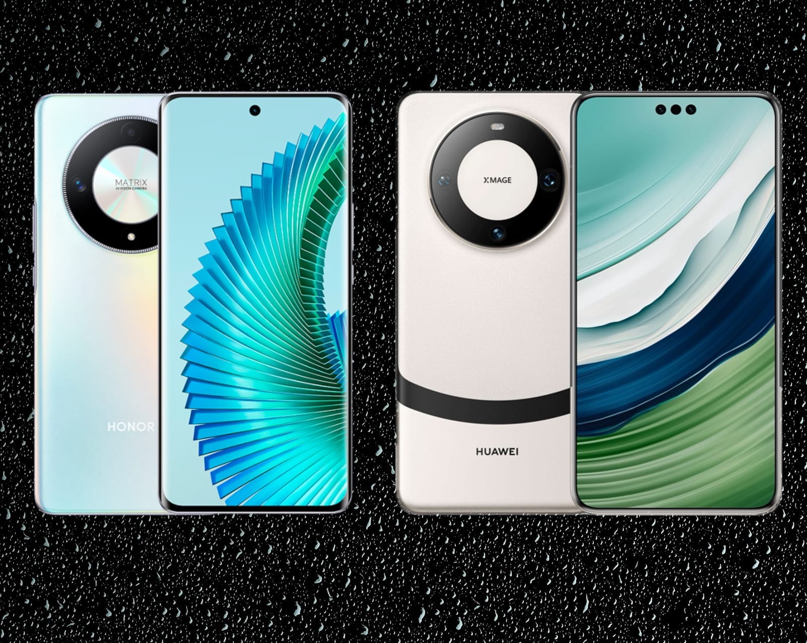 À esquerda o Honor Magic6 Lite e à direita o Huawei Mate 60 Pro +