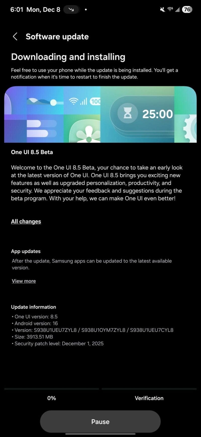 Samsung disponibiliza a beta da One UI 8.5