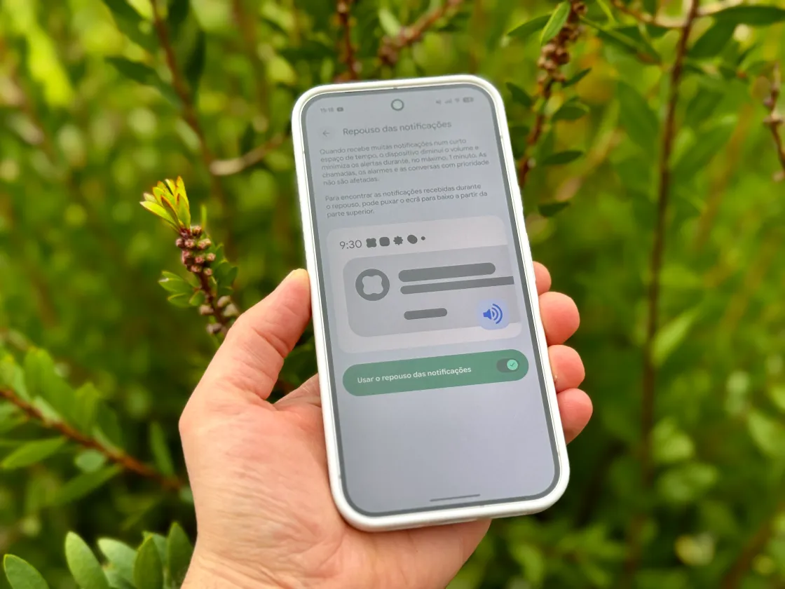 Evita distrações com a funcionalidade repouso das notificações.